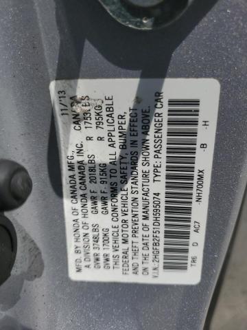 Photo 12 VIN: 2HGFB2F51DH595074 - HONDA CIVIC LX 