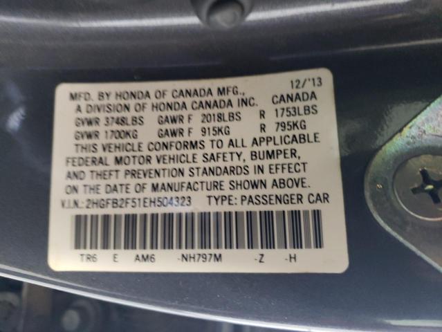 Photo 11 VIN: 2HGFB2F51EH504323 - HONDA CIVIC 