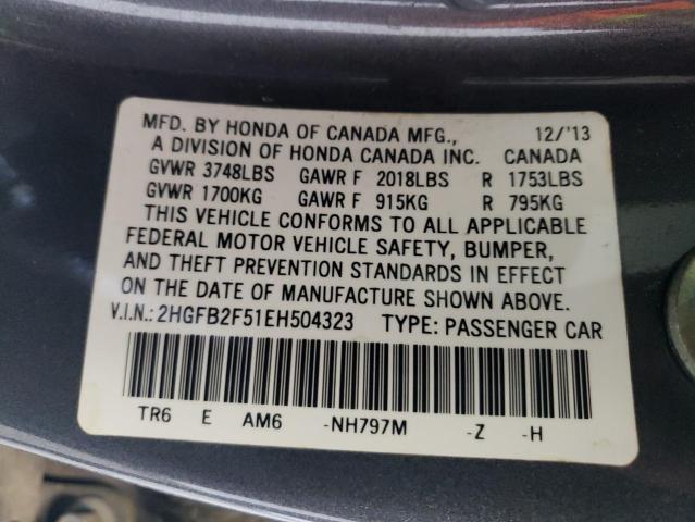 Photo 11 VIN: 2HGFB2F51EH504323 - HONDA CIVIC 