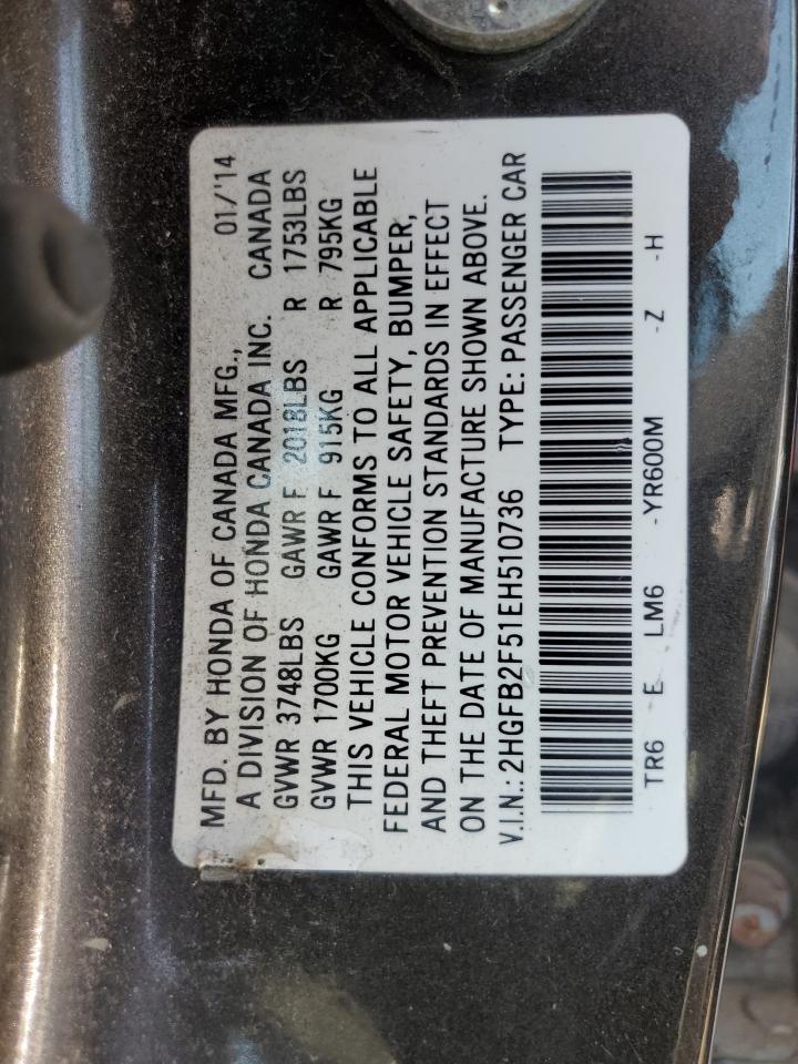 Photo 12 VIN: 2HGFB2F51EH510736 - HONDA CIVIC 