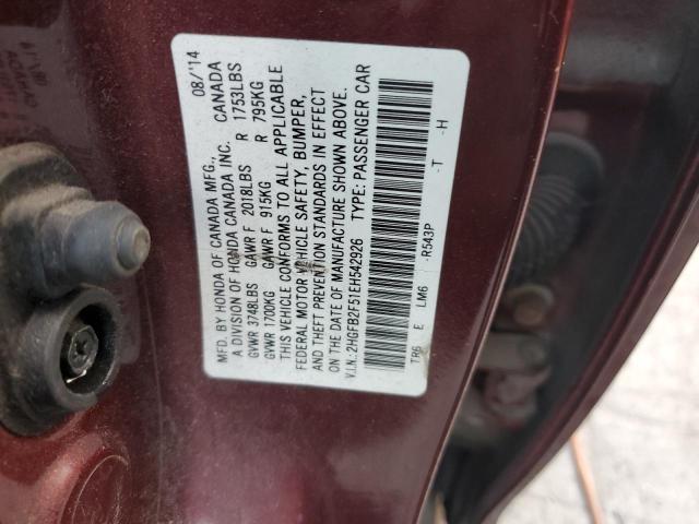 Photo 11 VIN: 2HGFB2F51EH542926 - HONDA CIVIC LX 