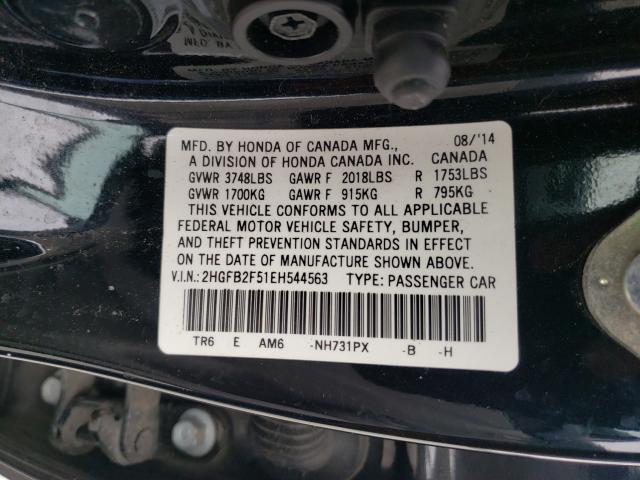 Photo 9 VIN: 2HGFB2F51EH544563 - HONDA CIVIC LX 