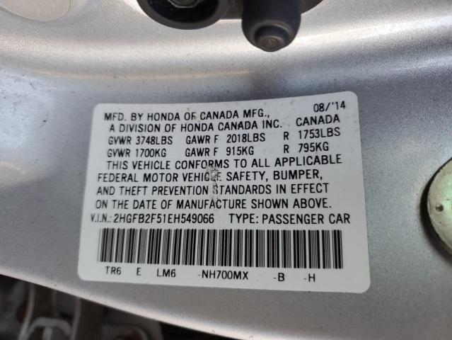 Photo 11 VIN: 2HGFB2F51EH549066 - HONDA CIVIC LX 