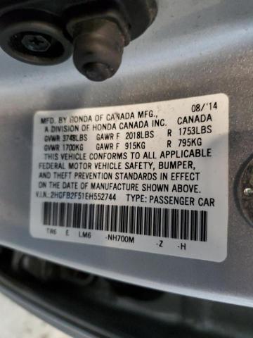 Photo 11 VIN: 2HGFB2F51EH552744 - HONDA CIVIC LX 