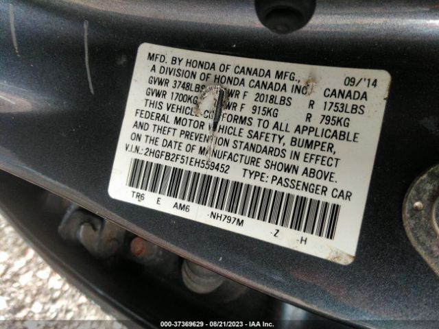 Photo 8 VIN: 2HGFB2F51EH559452 - HONDA CIVIC 