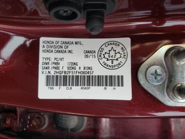 Photo 11 VIN: 2HGFB2F51FH060457 - HONDA CIVIC 