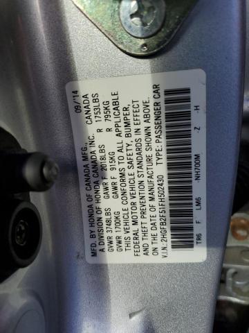 Photo 11 VIN: 2HGFB2F51FH502430 - HONDA CIVIC LX 