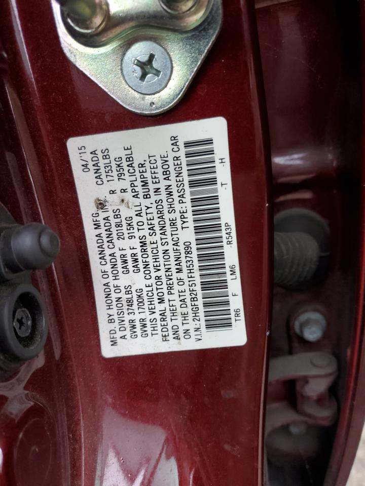 Photo 11 VIN: 2HGFB2F51FH537890 - HONDA CIVIC 