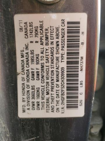 Photo 12 VIN: 2HGFB2F52CH309909 - HONDA CIVIC 