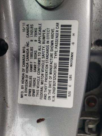 Photo 9 VIN: 2HGFB2F52CH315631 - HONDA CIVIC LX 