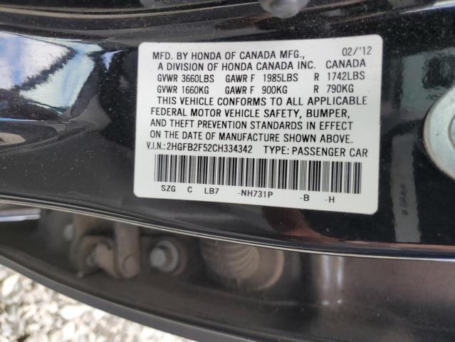 Photo 9 VIN: 2HGFB2F52CH334342 - HONDA CIVIC LX 