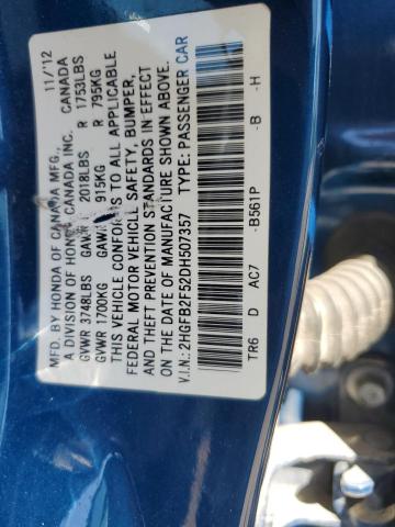 Photo 12 VIN: 2HGFB2F52DH507357 - HONDA CIVIC 