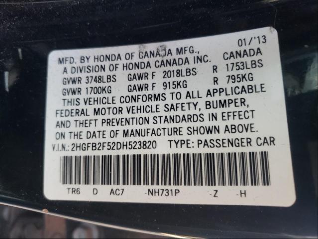 Photo 9 VIN: 2HGFB2F52DH523820 - HONDA CIVIC LX 