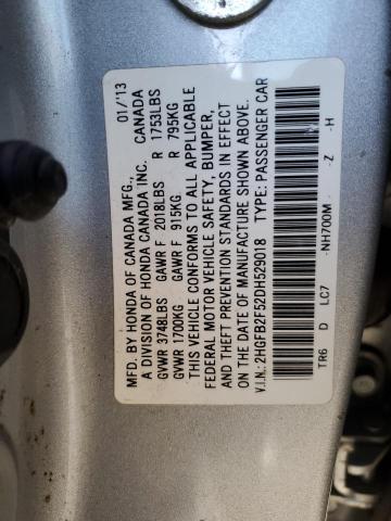 Photo 12 VIN: 2HGFB2F52DH529018 - HONDA CIVIC LX 