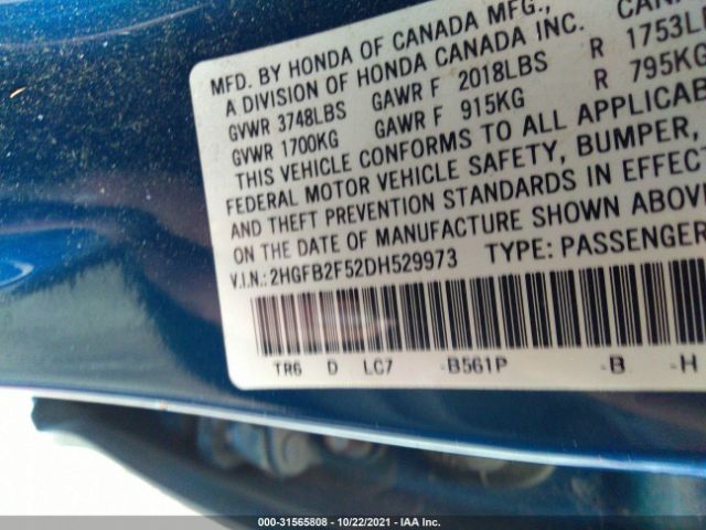 Photo 8 VIN: 2HGFB2F52DH529973 - HONDA CIVIC SDN 