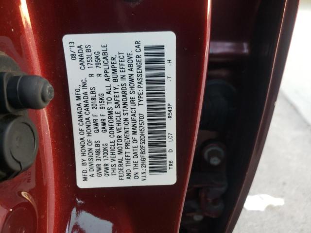 Photo 9 VIN: 2HGFB2F52DH575707 - HONDA CIVIC LX 