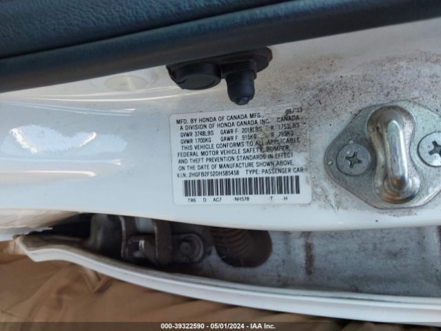 Photo 8 VIN: 2HGFB2F52DH585458 - HONDA CIVIC 