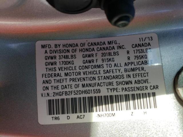 Photo 9 VIN: 2HGFB2F52DH601559 - HONDA CIVIC LX 