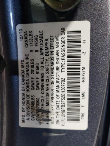 Photo 12 VIN: 2HGFB2F52EH507702 - HONDA CIVIC LX 