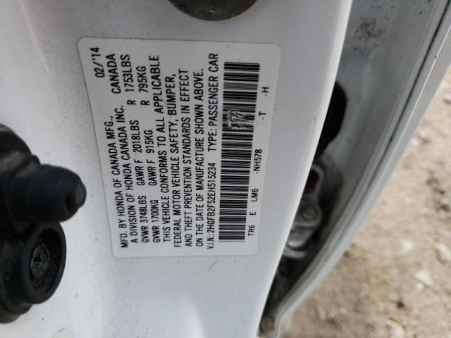 Photo 11 VIN: 2HGFB2F52EH515234 - HONDA CIVIC LX 