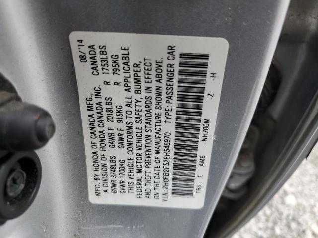 Photo 11 VIN: 2HGFB2F52EH546970 - HONDA CIVIC LX 