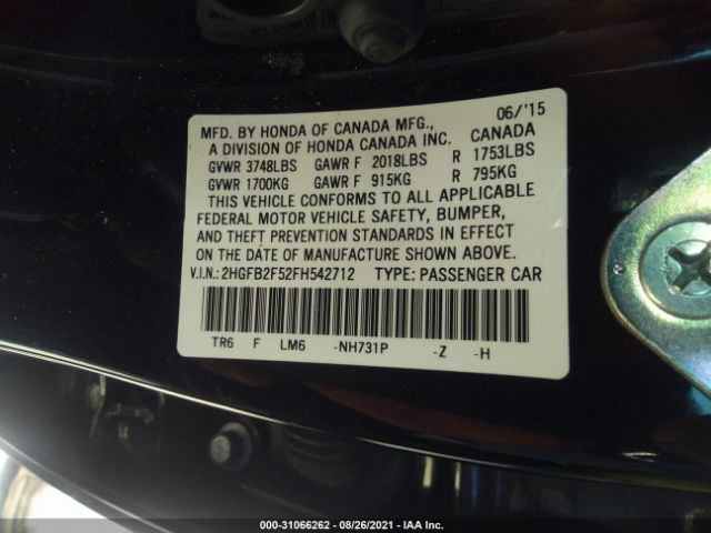 Photo 8 VIN: 2HGFB2F52FH542712 - HONDA CIVIC SEDAN 