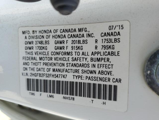 Photo 11 VIN: 2HGFB2F52FH547747 - HONDA CIVIC 