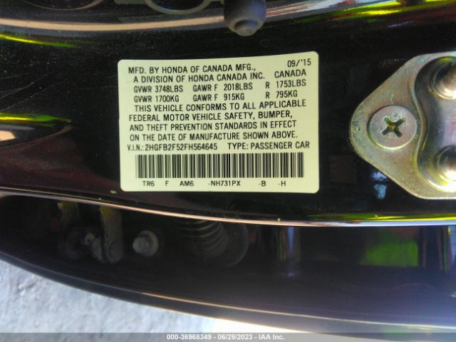 Photo 8 VIN: 2HGFB2F52FH564645 - HONDA CIVIC 