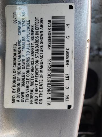 Photo 11 VIN: 2HGFB2F53CH526756 - HONDA CIVIC 