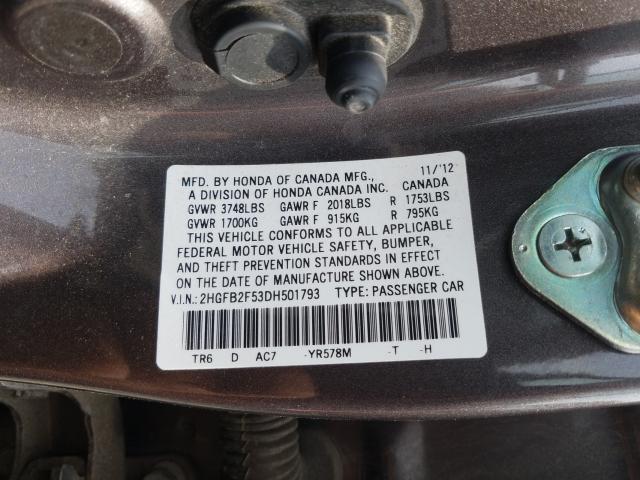 Photo 9 VIN: 2HGFB2F53DH501793 - HONDA CIVIC 