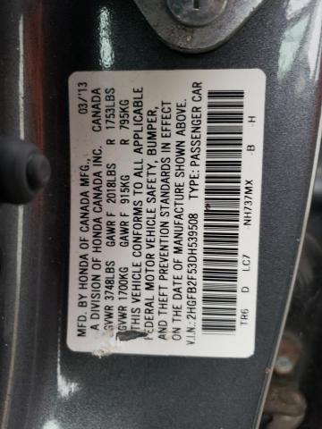 Photo 11 VIN: 2HGFB2F53DH539508 - HONDA CIVIC LX 