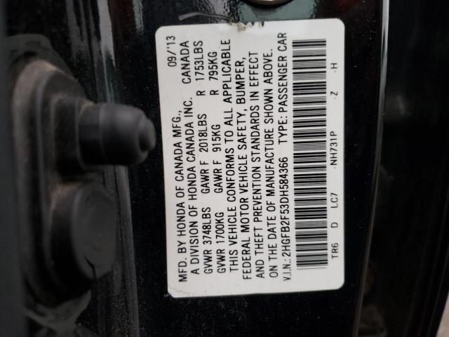 Photo 11 VIN: 2HGFB2F53DH584366 - HONDA CIVIC LX 