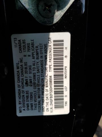 Photo 11 VIN: 2HGFB2F53DH598994 - HONDA CIVIC LX 