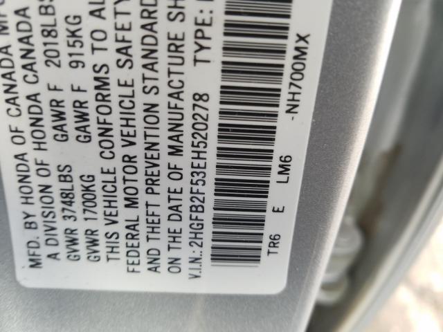 Photo 9 VIN: 2HGFB2F53EH520278 - HONDA CIVIC LX 