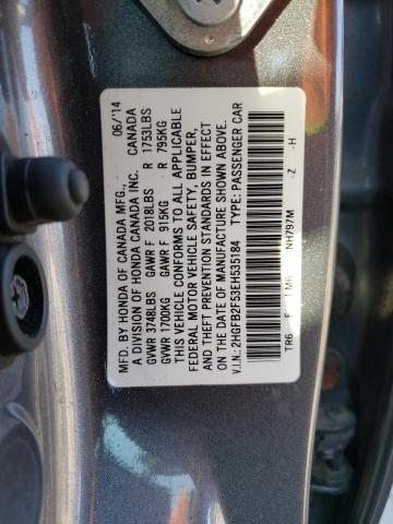 Photo 12 VIN: 2HGFB2F53EH535184 - HONDA CIVIC LX 