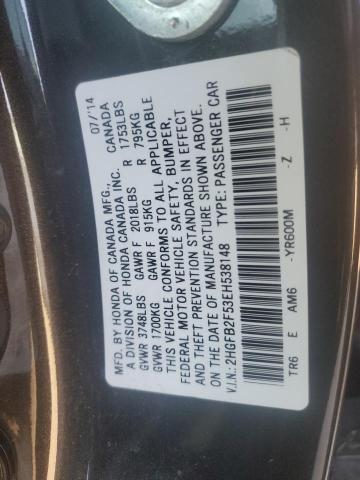 Photo 11 VIN: 2HGFB2F53EH538148 - HONDA CIVIC 