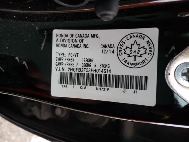 Photo 9 VIN: 2HGFB2F53FH014614 - HONDA CIVIC LX 