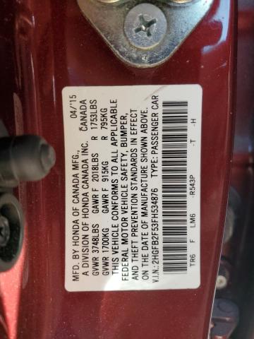 Photo 12 VIN: 2HGFB2F53FH534876 - HONDA CIVIC 