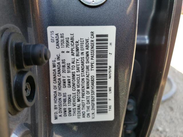 Photo 9 VIN: 2HGFB2F53FH546820 - HONDA CIVIC LX 