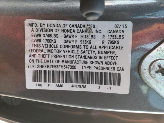 Photo 9 VIN: 2HGFB2F53FH547000 - HONDA CIVIC LX 