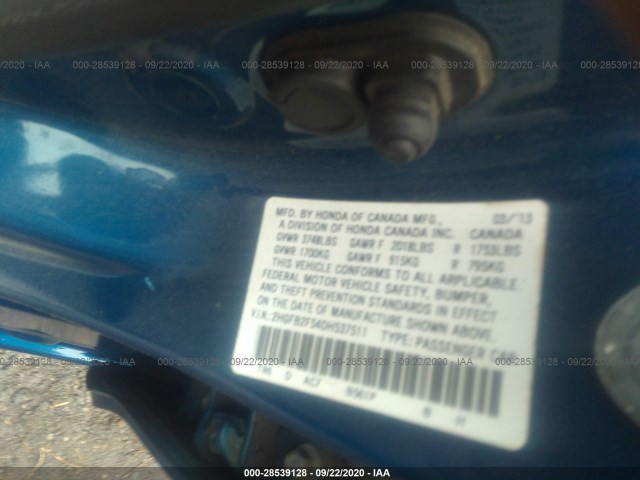 Photo 8 VIN: 2HGFB2F54DH537511 - HONDA CIVIC SDN 