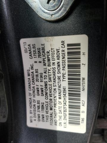 Photo 11 VIN: 2HGFB2F54DH543941 - HONDA CIVIC LX 