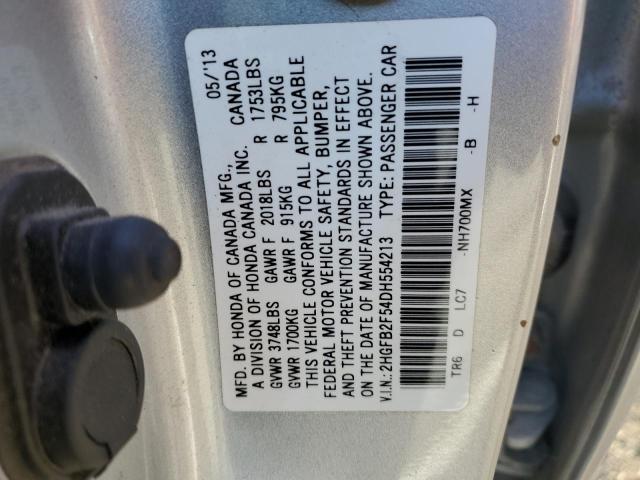 Photo 11 VIN: 2HGFB2F54DH554213 - HONDA CIVIC LX 