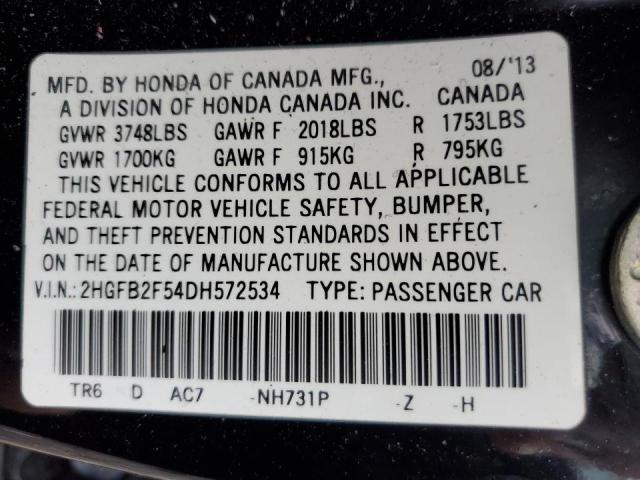 Photo 9 VIN: 2HGFB2F54DH572534 - HONDA CIVIC SDN 