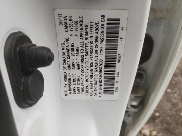 Photo 11 VIN: 2HGFB2F54DH575630 - HONDA CIVIC LX 