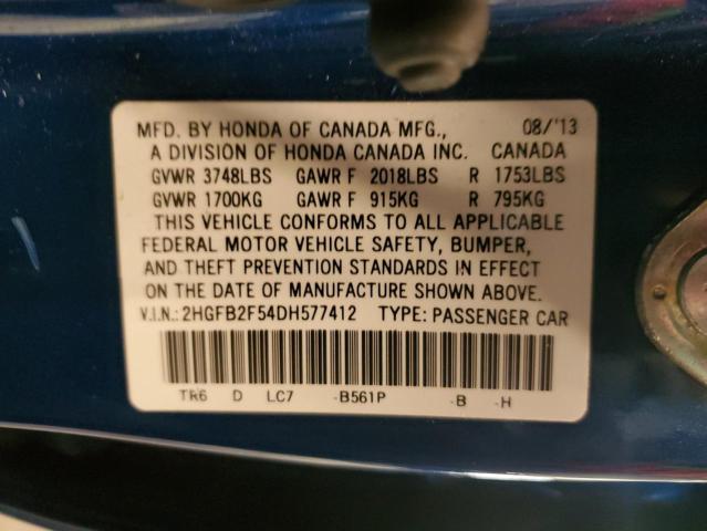 Photo 9 VIN: 2HGFB2F54DH577412 - HONDA CIVIC LX 