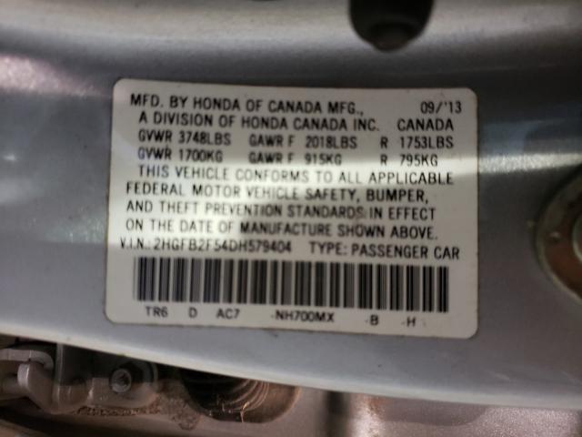 Photo 9 VIN: 2HGFB2F54DH579404 - HONDA CIVIC LX 