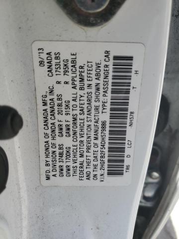 Photo 11 VIN: 2HGFB2F54DH579886 - HONDA CIVIC LX 