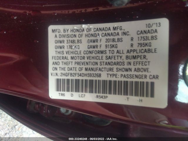 Photo 8 VIN: 2HGFB2F54DH593268 - HONDA CIVIC 