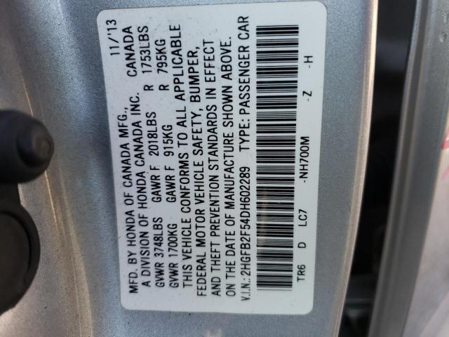 Photo 9 VIN: 2HGFB2F54DH602289 - HONDA CIVIC LX 